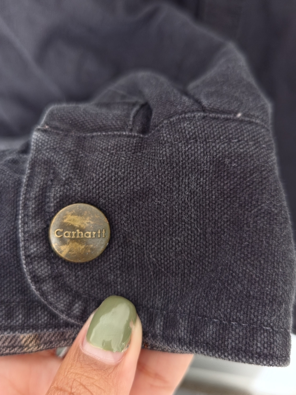 Carhartt Barn Jacket Black Plaid Carhartt Black Button-Front Size M - Picture 5 of 12